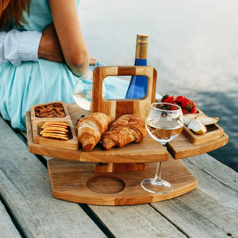Tavolo Pieghevole per Picnic all'Aperto con Scomparti per Snack