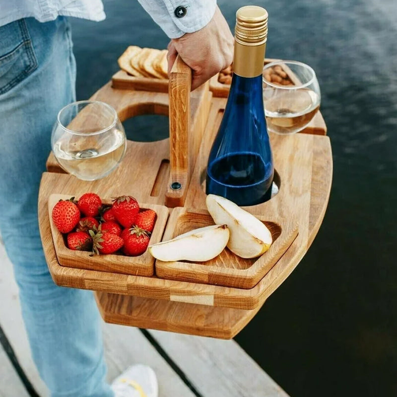 Tavolo Pieghevole per Picnic all'Aperto con Scomparti per Snack