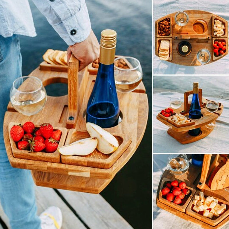 Tavolo Pieghevole per Picnic all'Aperto con Scomparti per Snack