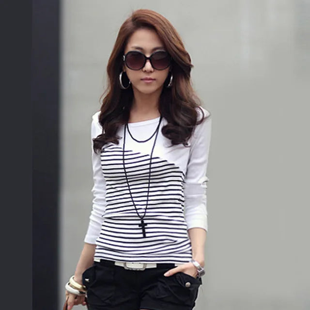 Slim Fit Patchwork T-Shirt für Frauen
