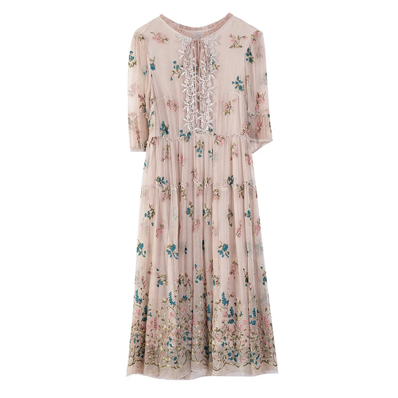 Zijden Bloemen Midi Jurk voor Dames