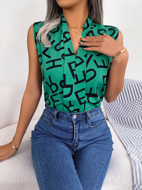 Stilvolles Sommer-Top mit Buchstabendruck für Frauen