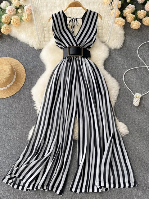 Luna summer jumpsuit with stripes and dots