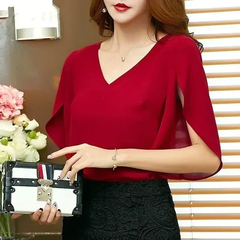 Sinnliche Chiffonbluse mit Schwungvollen Rüschen für Feurige Frauen