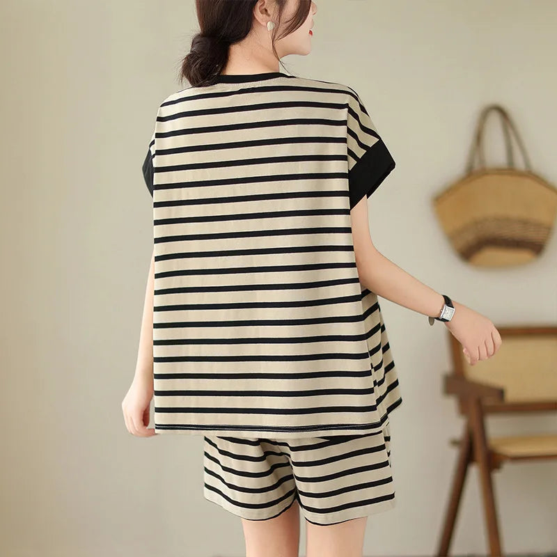 Frische Mode Sommerliche Streifen Stil Set