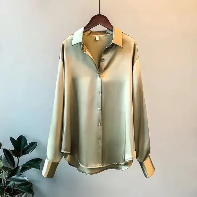 Verfeinerte Herbst Satinbluse von