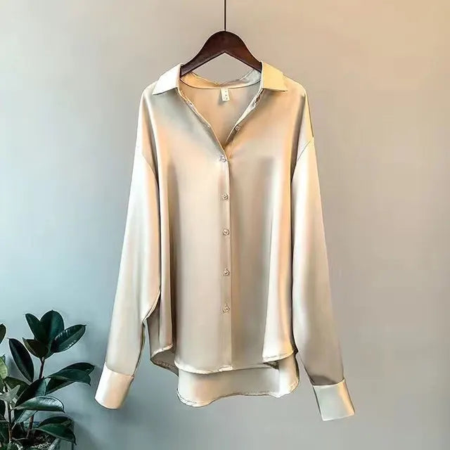 Verfeinerte Herbst Satinbluse von