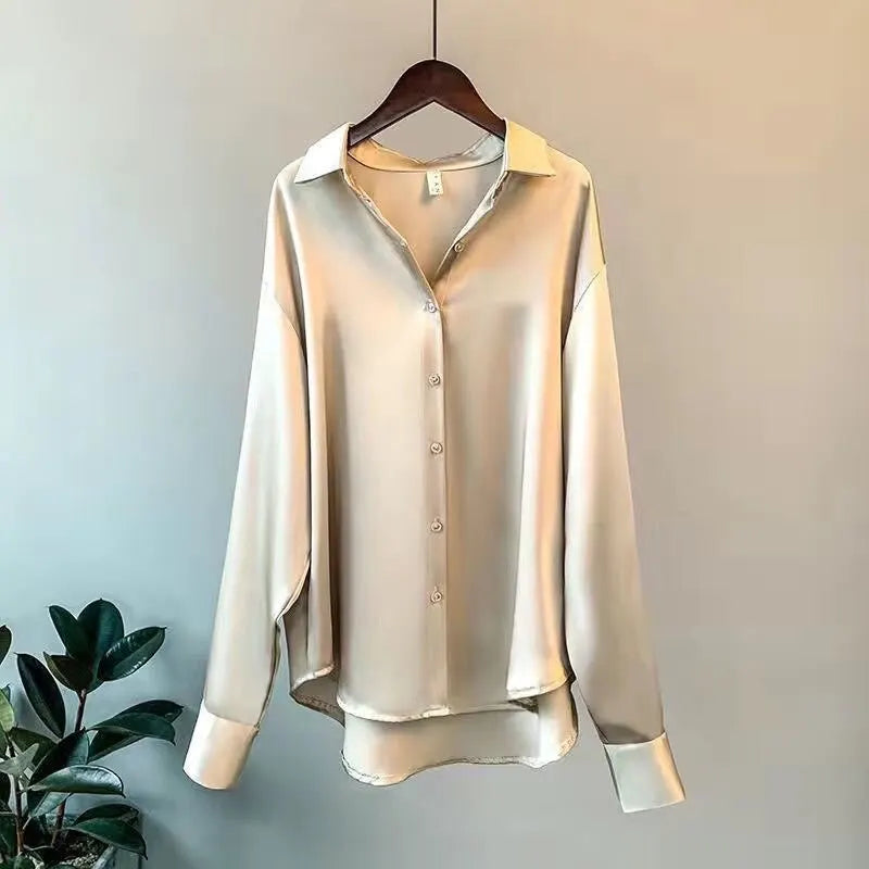 Verfeinerte Herbst Satinbluse von