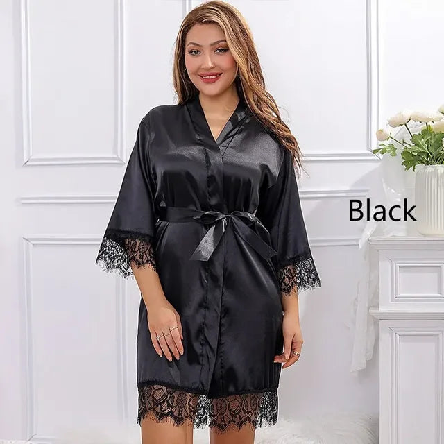 Slaapwel Zijdecollectie Dames Nachtkleding Rood & Zwart