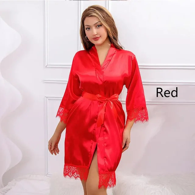 Slaapwel Zijdecollectie Dames Nachtkleding Rood & Zwart
