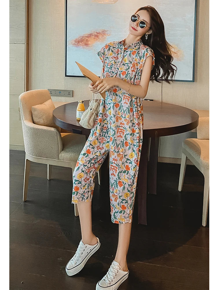 Vrouwen Jumpsuit met Vintage Bloemenprint