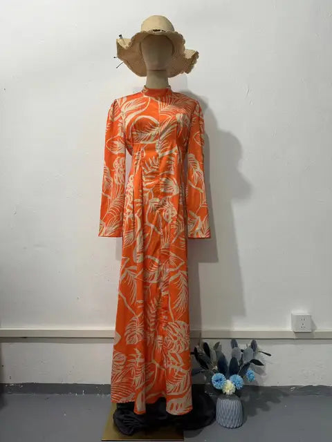 Elegantia Lange Ärmel Maxi Kleid