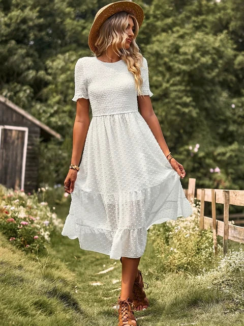 ModeMeisterin Midi Kleid mit kurzen Ärmeln