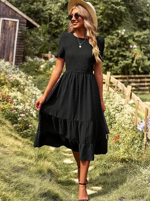 ModeMeisterin Midi Kleid mit kurzen Ärmeln