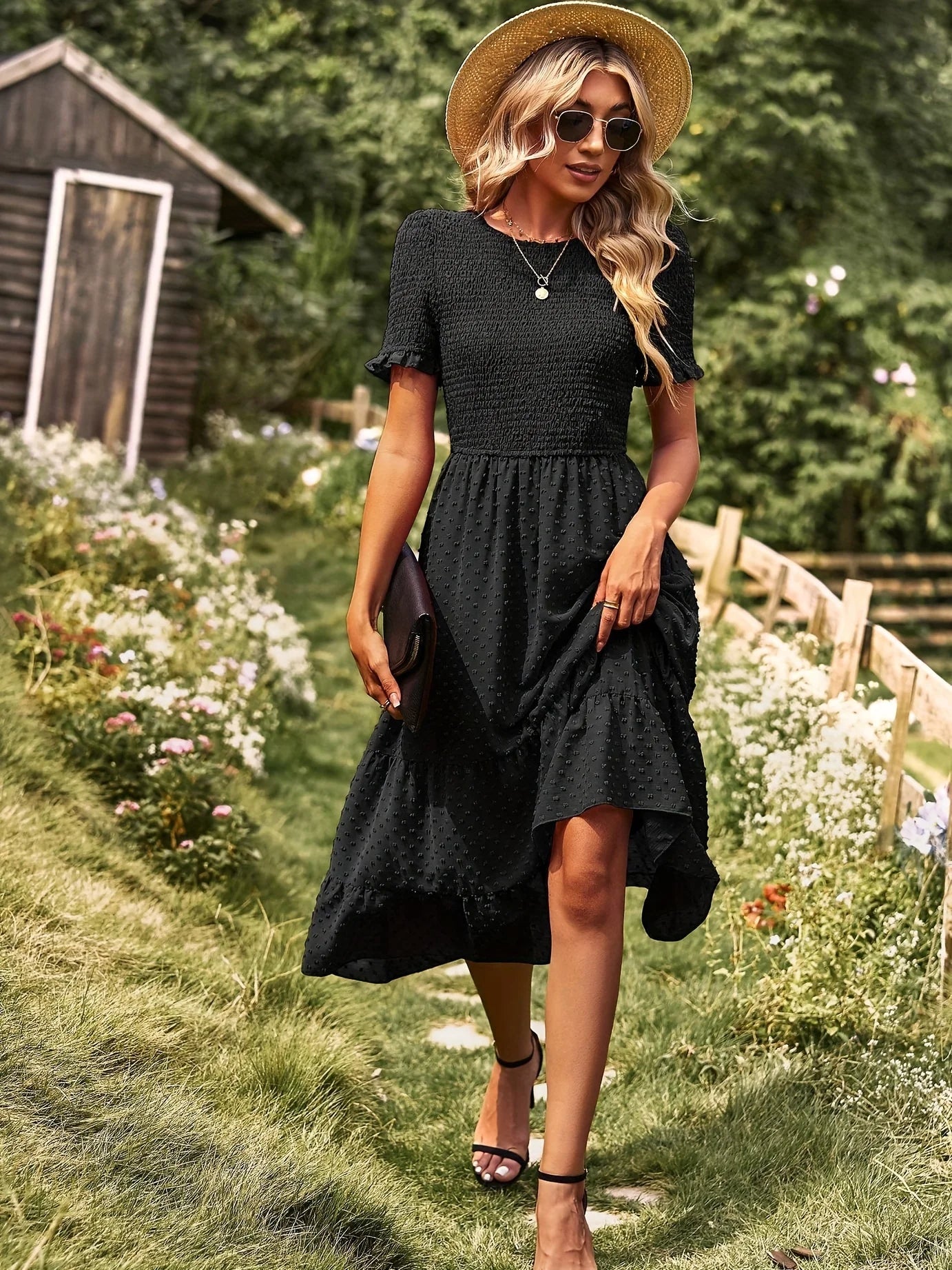 ModeMeisterin Midi Kleid mit kurzen Ärmeln