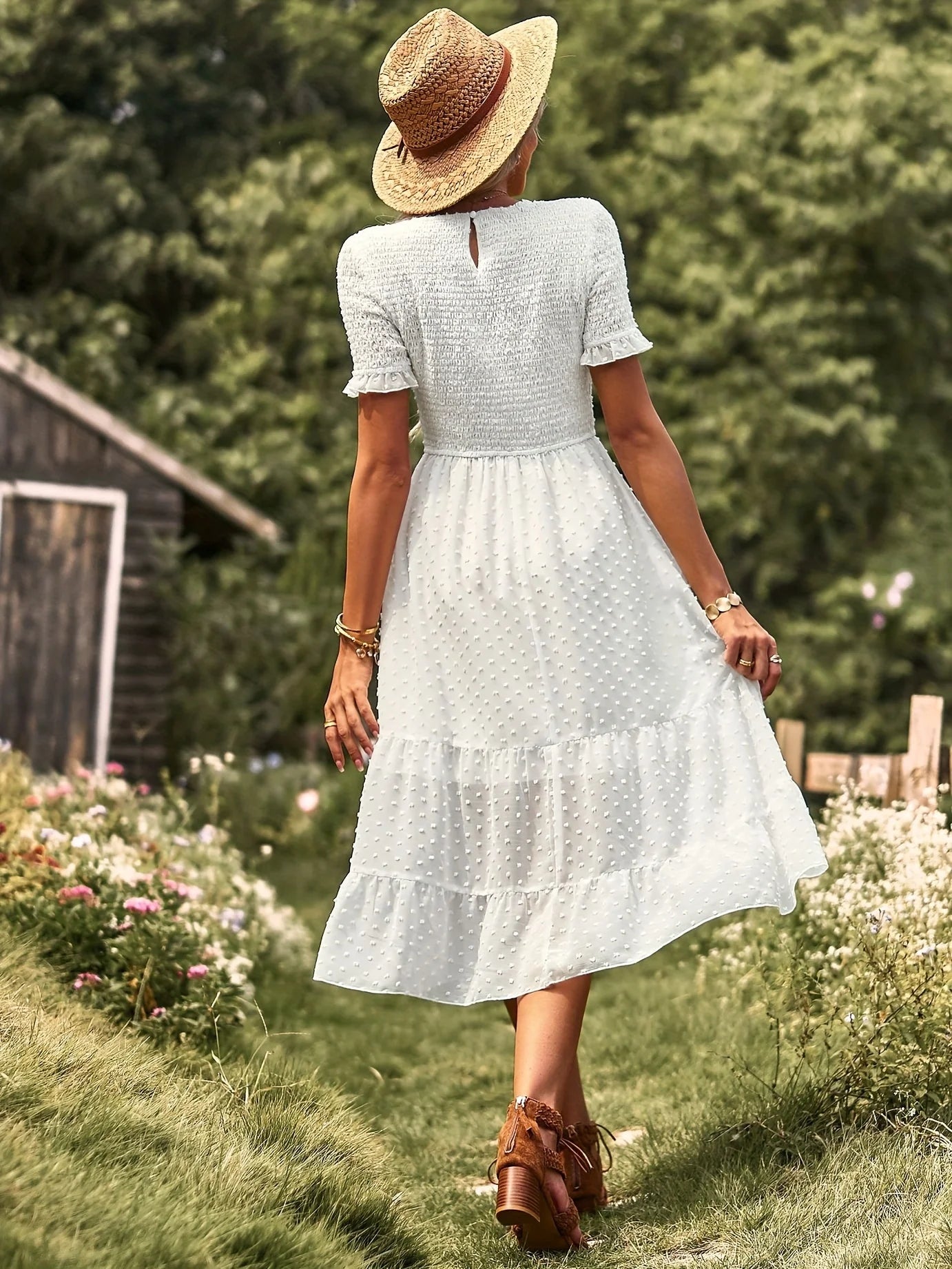 ModeMeisterin Midi Kleid mit kurzen Ärmeln