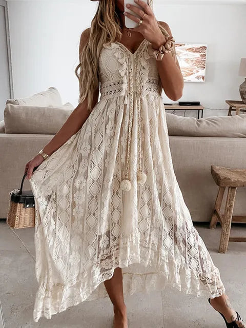 Zephyr Zomerse  Dames Kant Boho Stijl Lange Jurk