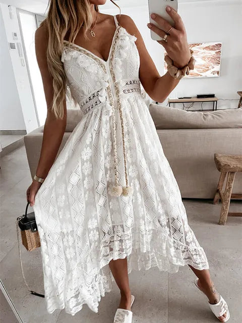 Zephyr Zomerse  Dames Kant Boho Stijl Lange Jurk