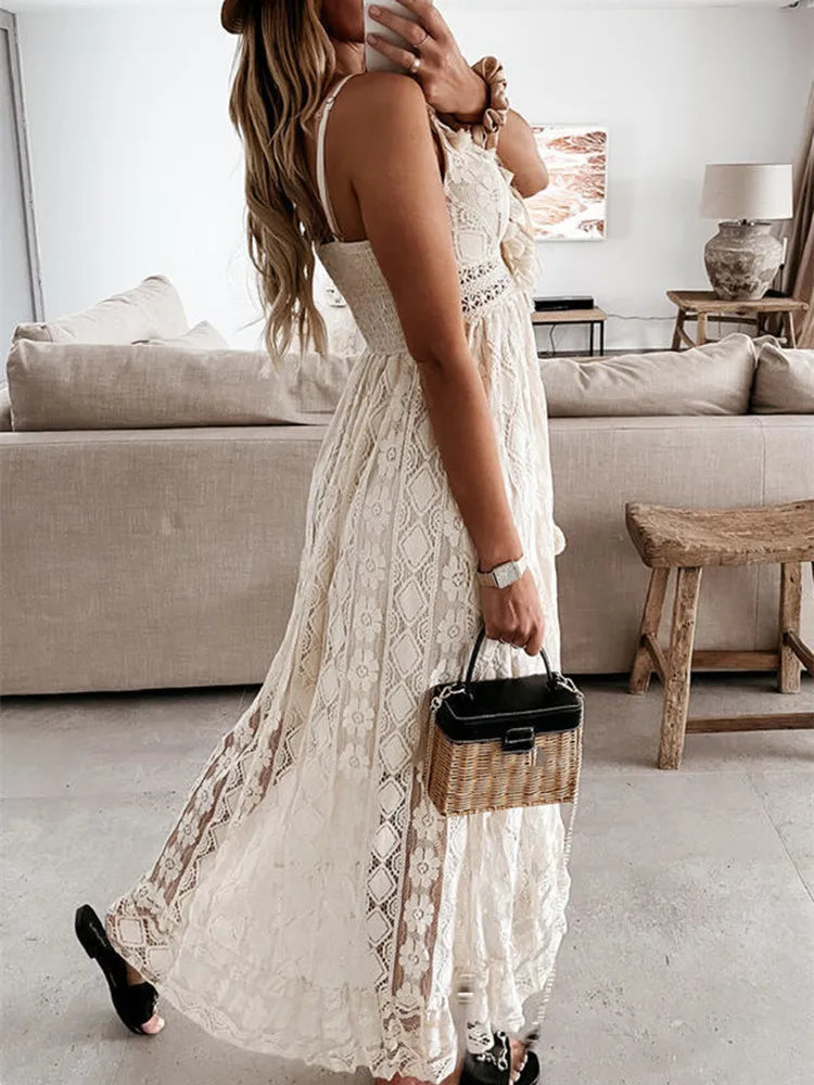 Zephyr Zomerse  Dames Kant Boho Stijl Lange Jurk