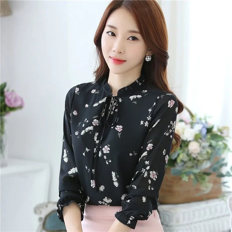 Lens-Autumn Chiffon Blouses for Women