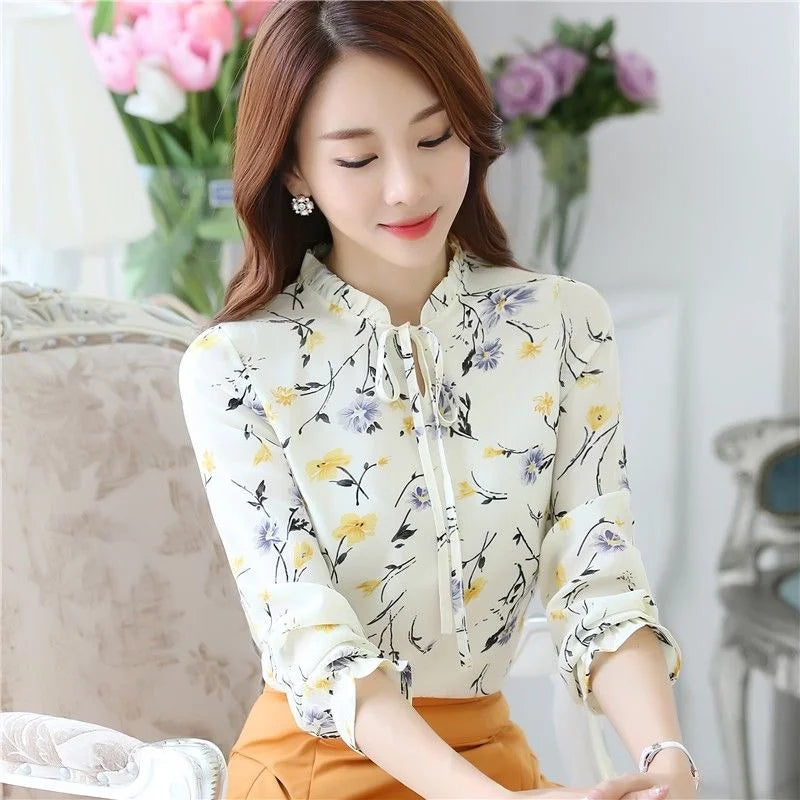 Lens-Autumn Chiffon Blouses for Women