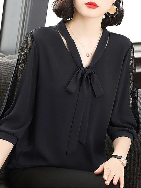 Zomer Blouse Kanten Mouwen van Chic Elegance
