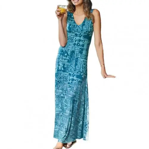 Zonovergoten Strand Jurk met Vintage Print voor Strandliefhebbers