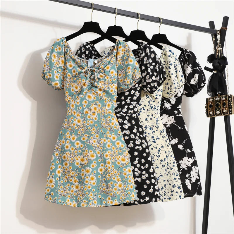 Summer Flowers Chiffon Mini Dress