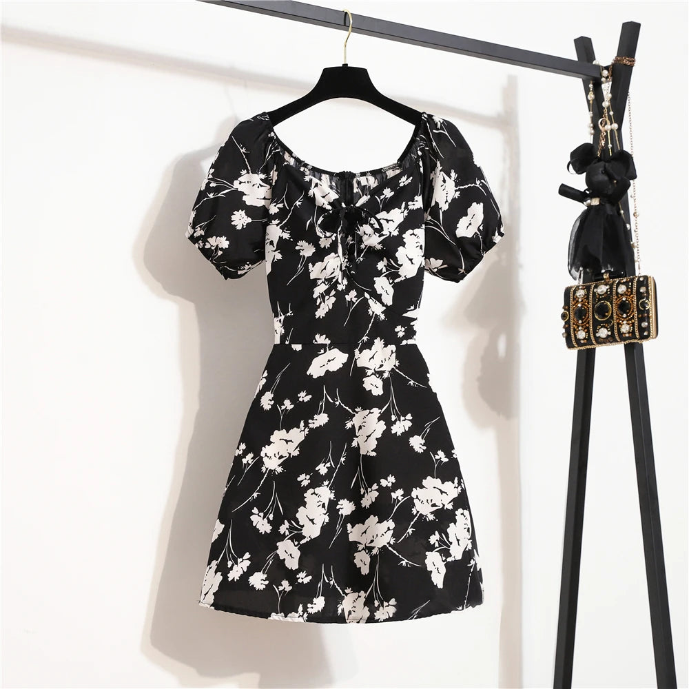 Summer Flowers Chiffon Mini Dress