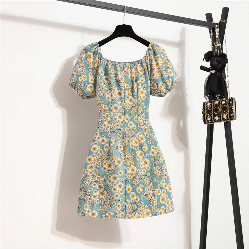 Summer Flowers Chiffon Mini Dress
