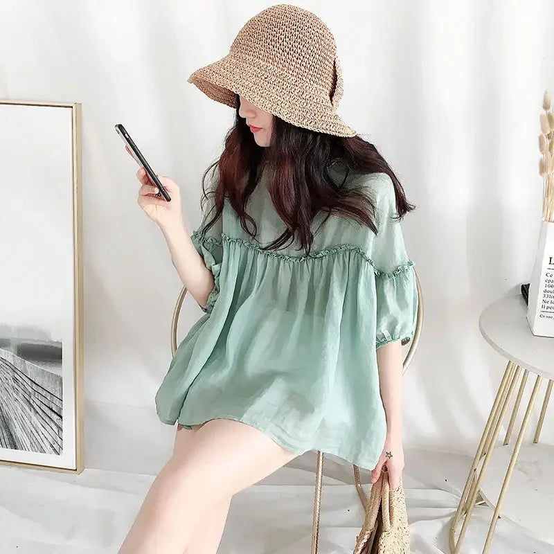 Elegant Korean Style Summer Blouse