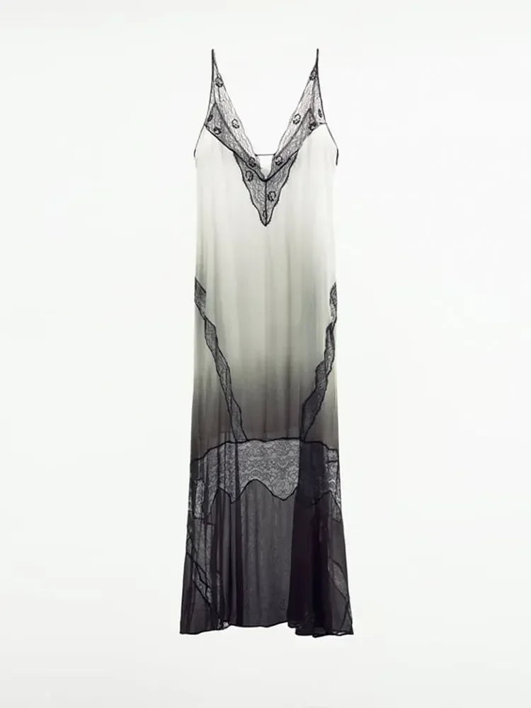 Sexy Kanten Patchwork Maxi Jurk
