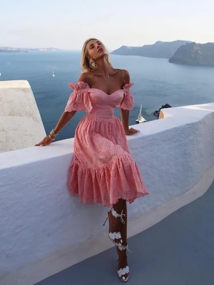 Saphira Women Sexy Off Shoulder Lace Long Dress