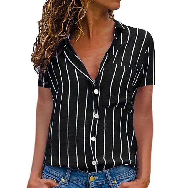 Elegante Zomerse Streep Blouse van Maison Élégance