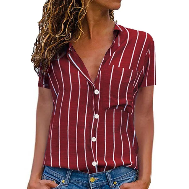 Elegante Zomerse Streep Blouse van Maison Élégance