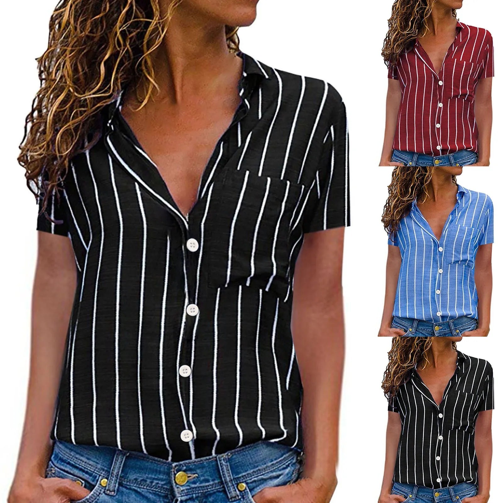 Elegante Zomerse Streep Blouse van Maison Élégance