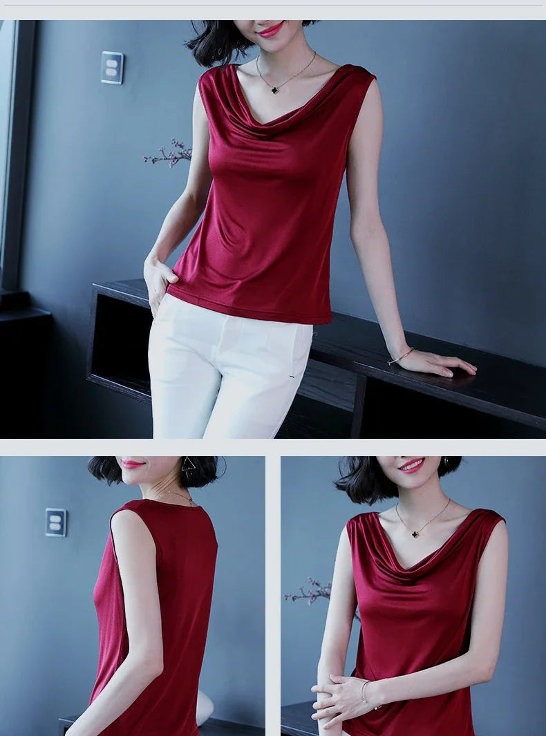 Stilvolles Viskose Drape Neck T-Shirt - Bequem und Trendy!