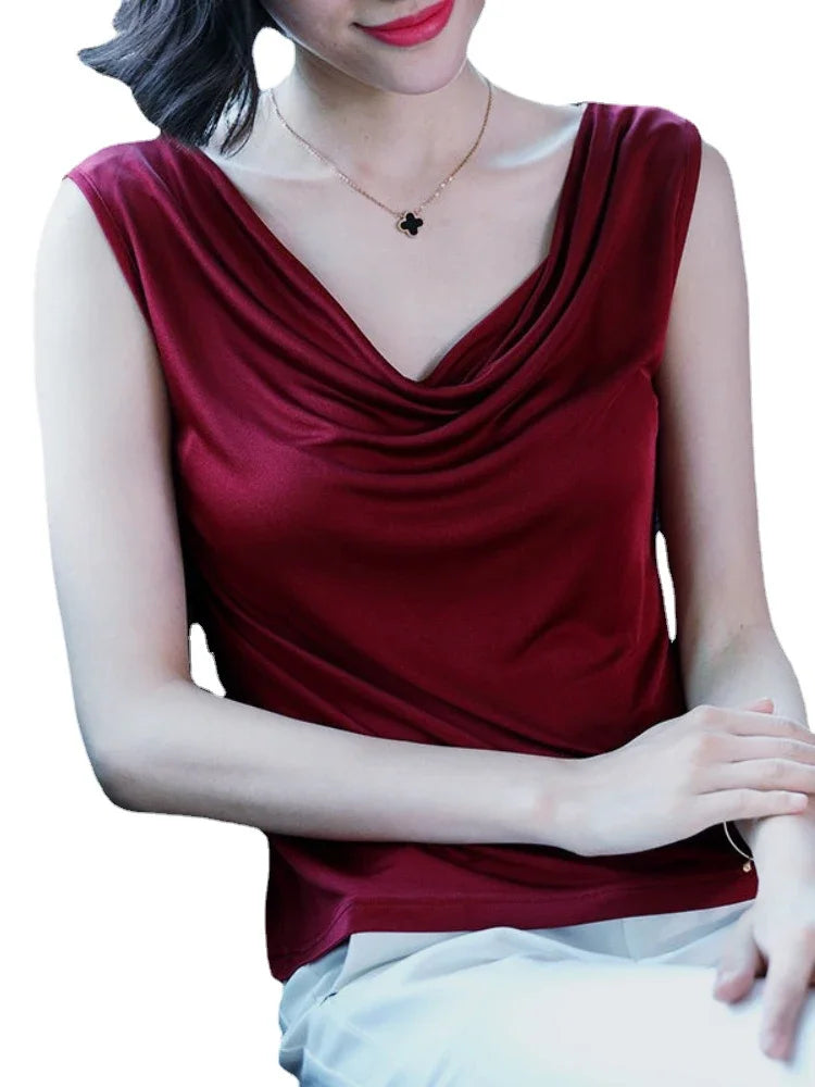 Stilvolles Viskose Drape Neck T-Shirt - Bequem und Trendy!