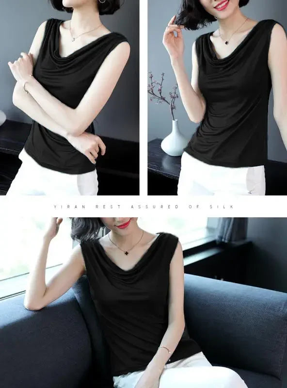 Stilvolles Viskose Drape Neck T-Shirt - Bequem und Trendy!