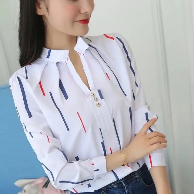 Striped White Blouse for Women