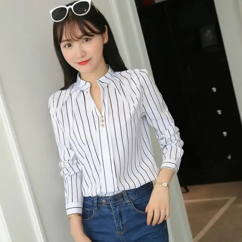 Camicia Bianca a Righe per Donna