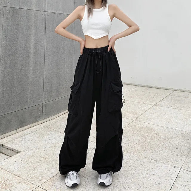 Lässige Cargo-Hosen mit hoher Taille für Frauen