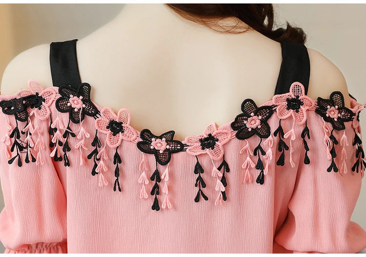 Glimmende Berg Zomerse Chiffon Damesblouse