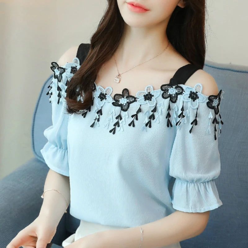 Glimmende Berg Zomerse Chiffon Damesblouse