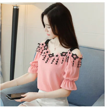 Glimmende Berg Zomerse Chiffon Damesblouse