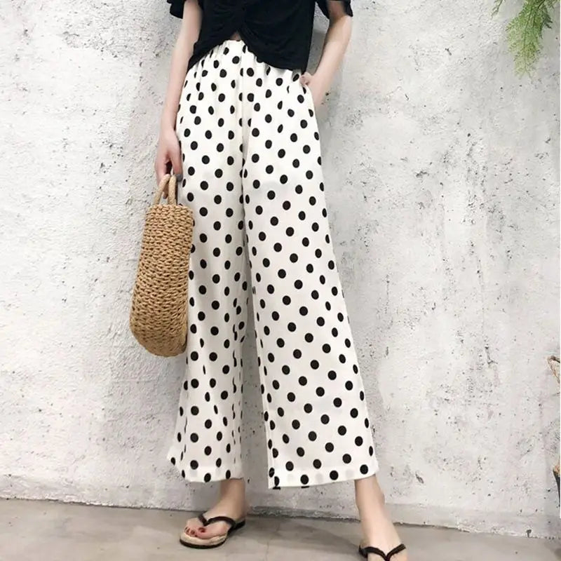 Mode Express Pantaloni a Pois a Gamba Larga