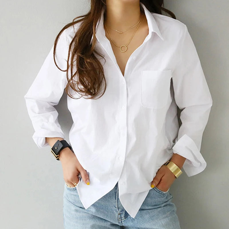 Chique Mode Wit Lange Mouwen Damesshirt