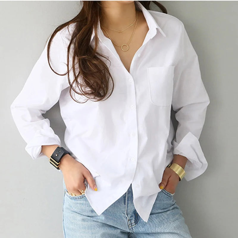 Chique Mode Wit Lange Mouwen Damesshirt