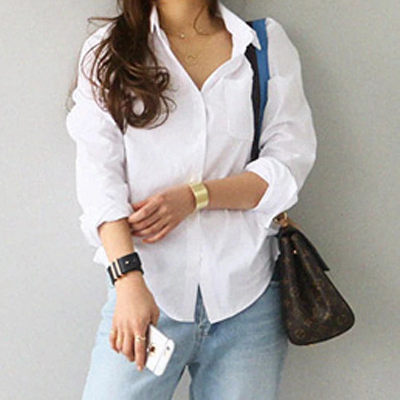 Chique Mode Wit Lange Mouwen Damesshirt
