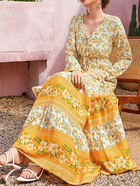Incantevole Abito Maxi a Righe di Fleur